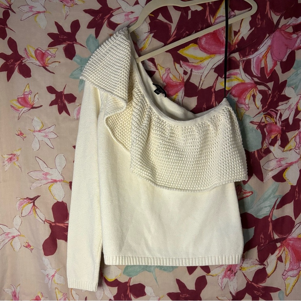 Cream One Shoulder Sweater